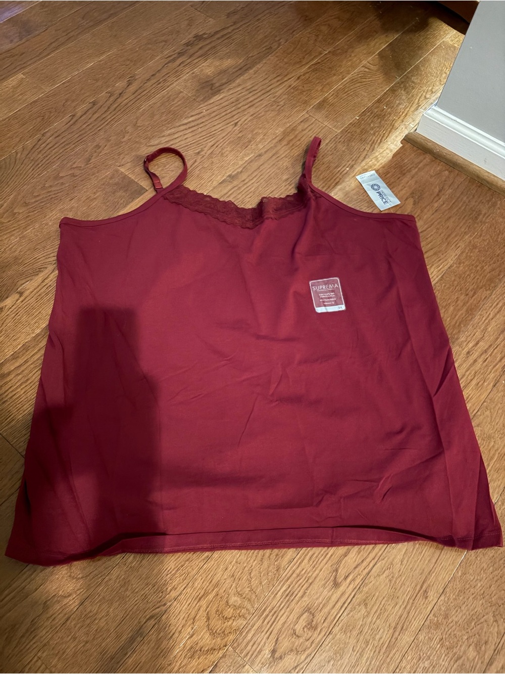 Lace-Trim Wine Red Women's Camisole